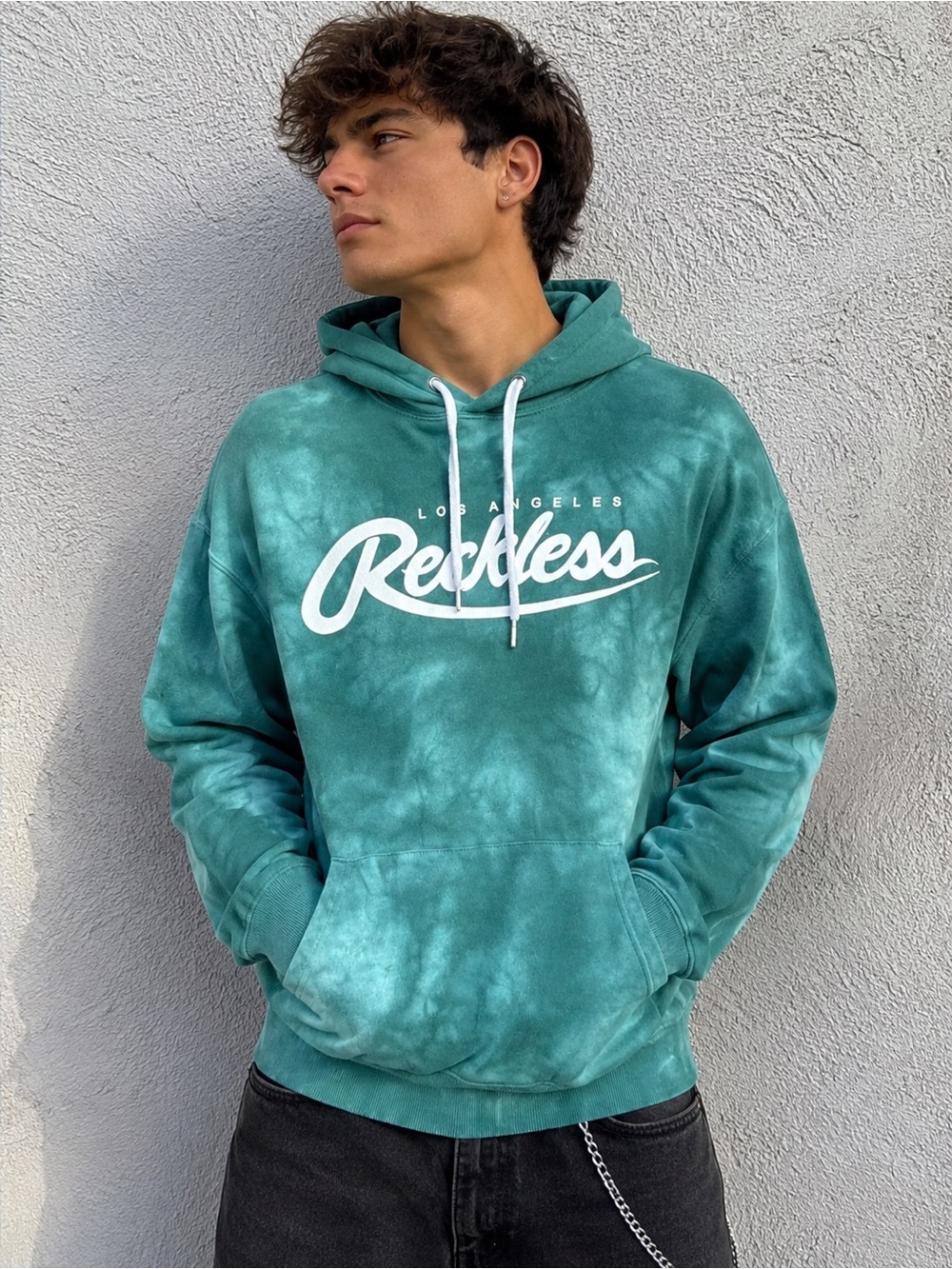 Young & Reckless Teal Tie Dye Hoodie Size Small Los Angeles Reckless